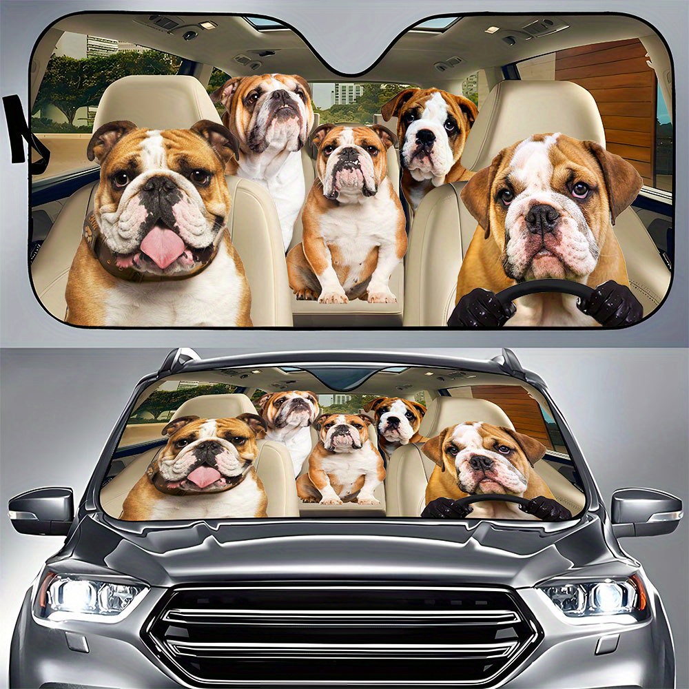 

Car Sunshade With Bulldog, Bulldog Car Decoration, Windscreen Sun For Car Window Sunshade Cover Foldable Reflector, Gift For Dog Lovers, Gift For Dad, Mom