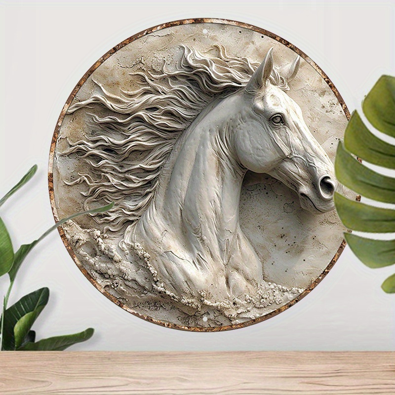 

1pc 8x8inch (20x20cm) Round Aluminum Sign Metal Sign Horse Art Vintage Decor Backyard Garage