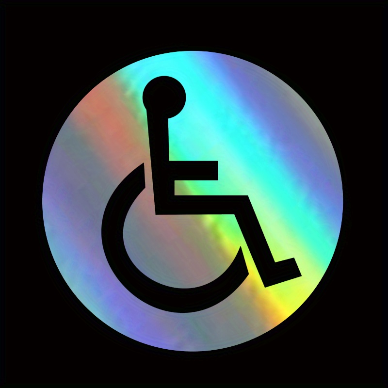 Qf147-13*13cm/5.12x5.12in Reflective Stickers For Car Windows For Disabled Wheelchair Users - Round Pvc Decals