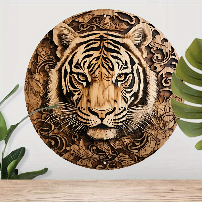 

1pc 8x8inch (20x20cm) Round Aluminum Sign Metal Sign Tigers Metal Round Sign Wall Art Metal Signs For Animal Vintage Wall Decor