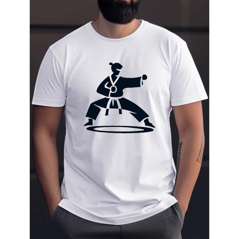 

Karate Guy Print T Shirt, Tees For Men, Casual Short Sleeve T-shirt For Summer