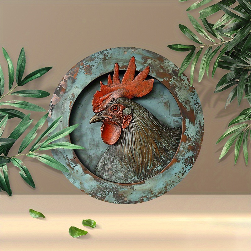 

1pc 8x8inch (20x20cm) Round Aluminum Sign Metal Sign Cock Vintage Style Metal Sign For Home Kitchen Room Garage