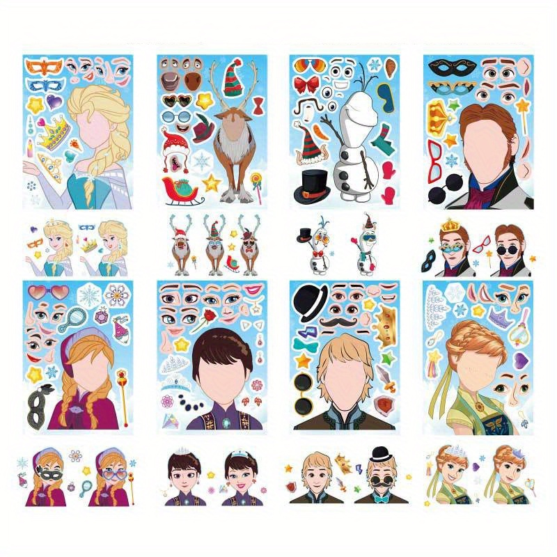 

8/16 Sheets Winter Ice And Snow Adventure Stickers Cartoon Characters Diy Party Decoration Stickers Festival Rewards