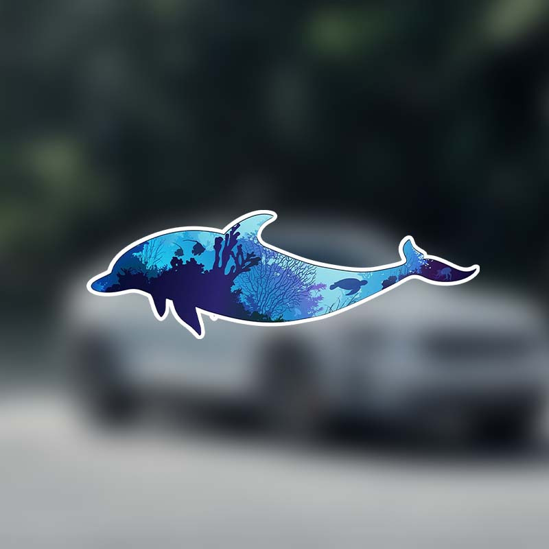 Dolphin Sticker Underwater Ocean Scene Cup Cooler Laptop - Temu