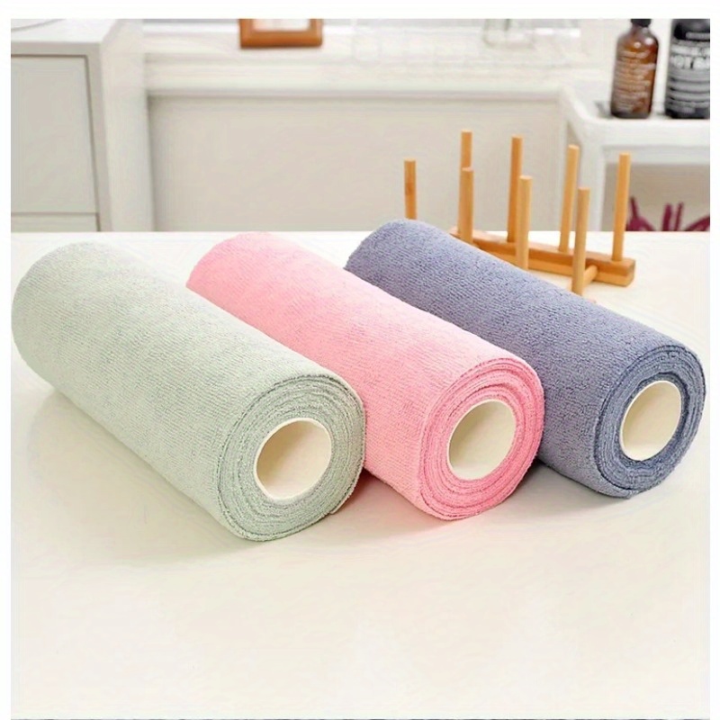 reusable cleaning wipe household kitchen cloth microfiber towel rolls dish rags wash paper towel replacement 1 roll of 20 sheets details 1