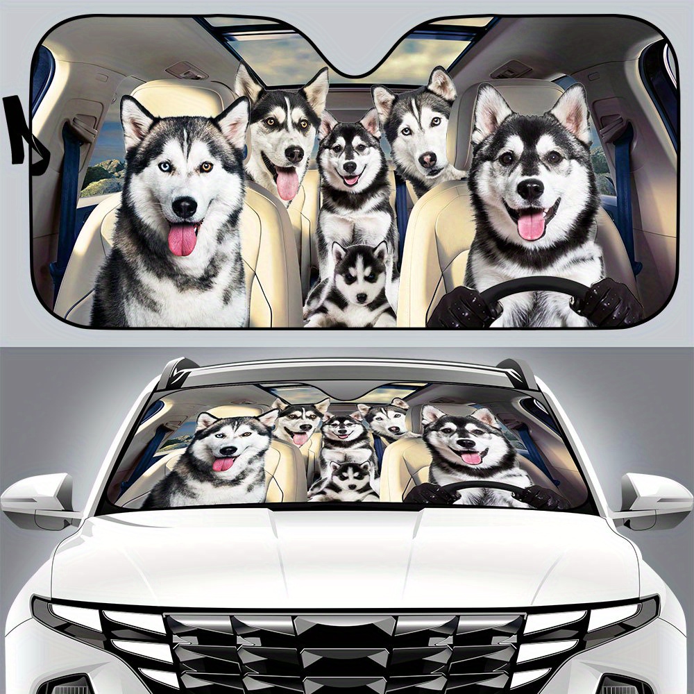 

Husky Car Sunshade, Husky Car Decoration, Dog Lovers Gift, Windscreen Sun Shield For Car Window Sunshade Cover Foldable Uv Ray Reflector