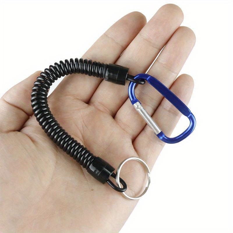 Retractable Coiled Fishing Lanyard Safety Rope Tether Grippers