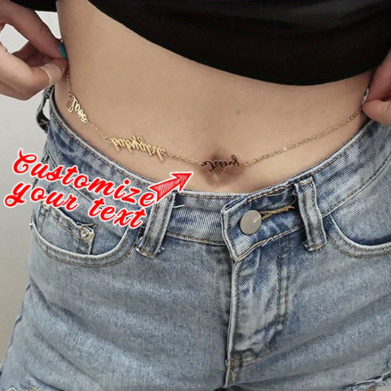 custom name waist chain personalized stainless steel body Temu