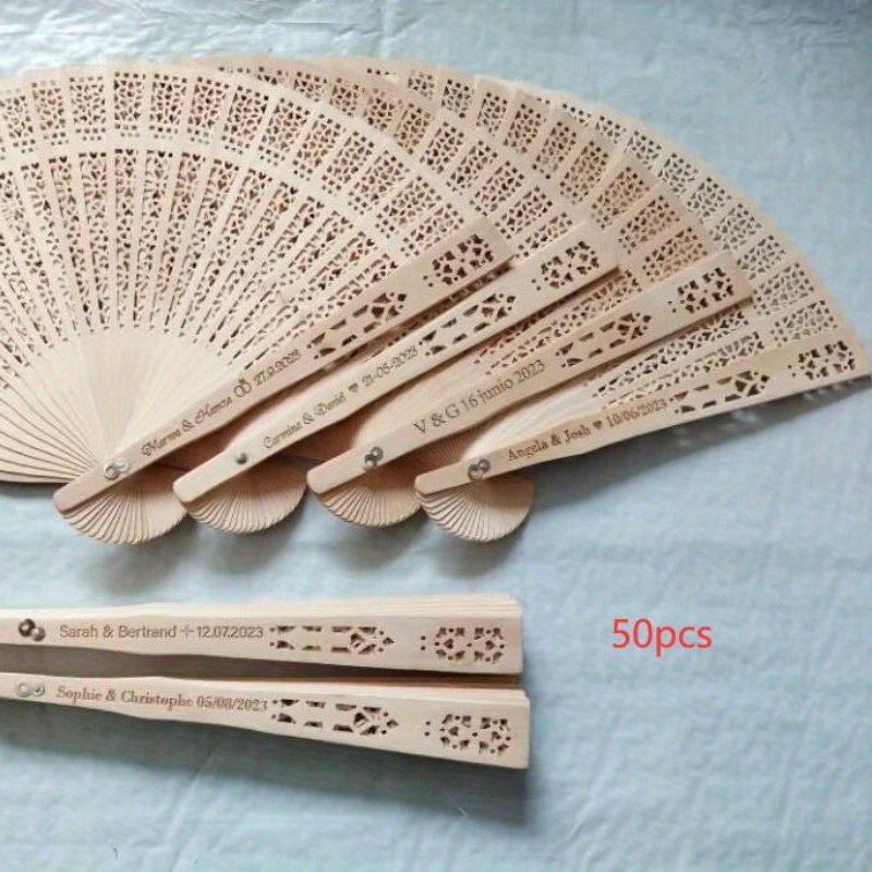 30/40/ Pcs Wedding Fans Personalized Wood Wedding Fans, Wedding Gifts For Guests, With Organza Bag, Bridal Fan