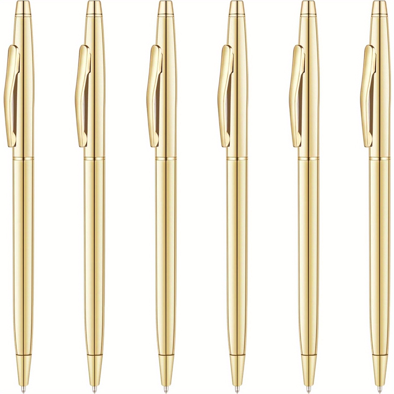 

3/6 Packs Slim Golden Ballpoint Pens Black Ink, Nice Gift For Business Ball Point Pen Office Wedding Writing Pens