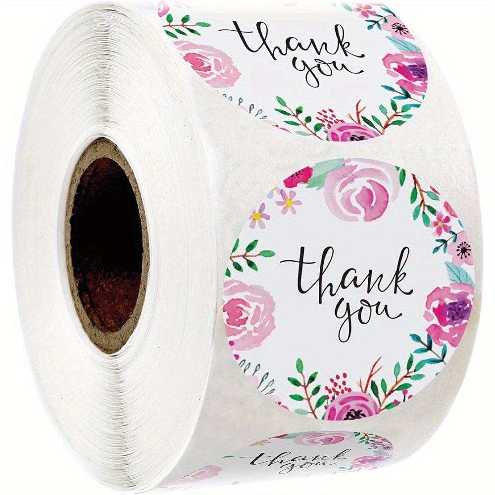 

500pcs/roll, Thank You Stickers, Flower Design Stickers, Gift Decor Sticker For Birthdays And Weddings