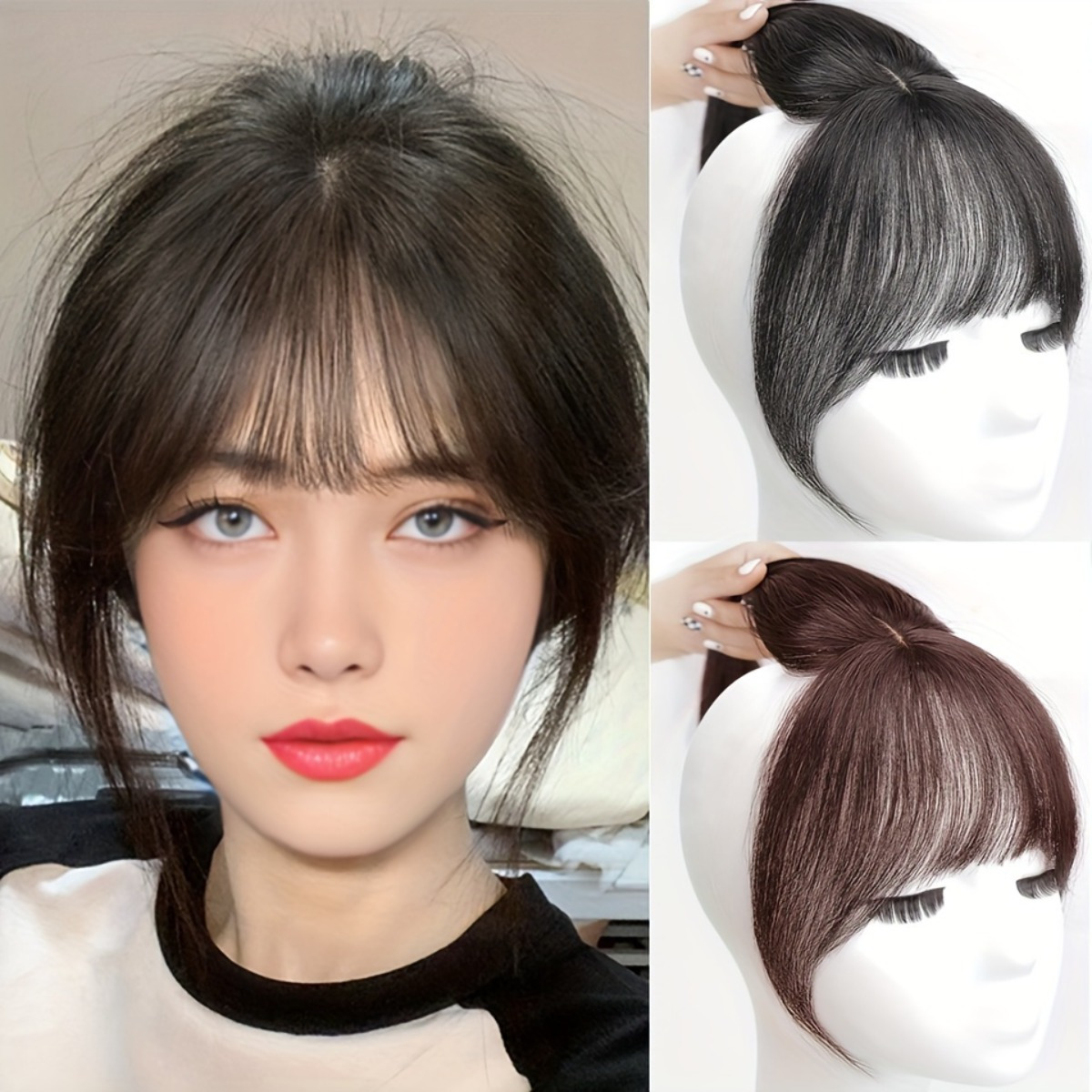 

Bangs Hairpiece 3d French Bangs Synthetic Fringe Hair Extension Forehead Hair Accessories Curtain Bangs For Women Daily Use