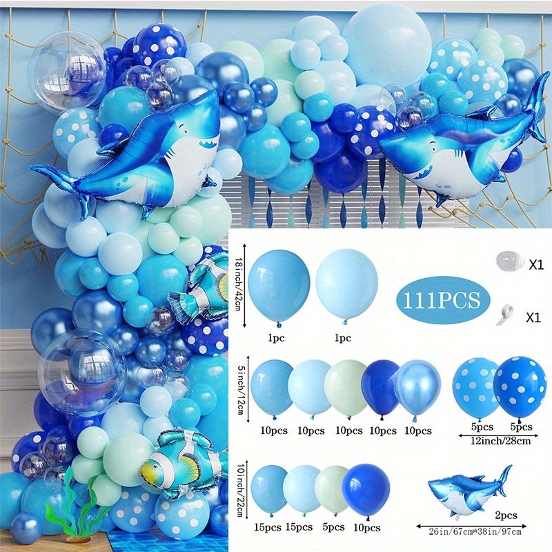 Underwater Party Decorations Blue green Shark Balloon Arched - Temu