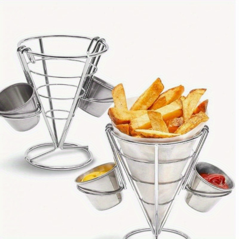 3pcs American Creative French Fries Food Basket Restaurant Wrought Iron Fried Chicken Mini Snack Basket Western Restaurant French Fries Fried Basket