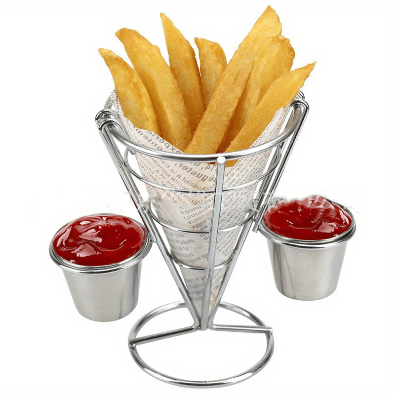 3pcs American Creative French Fries Food Basket Restaurant Wrought Iron Fried Chicken Mini Snack Basket Western Restaurant French Fries Fried Basket