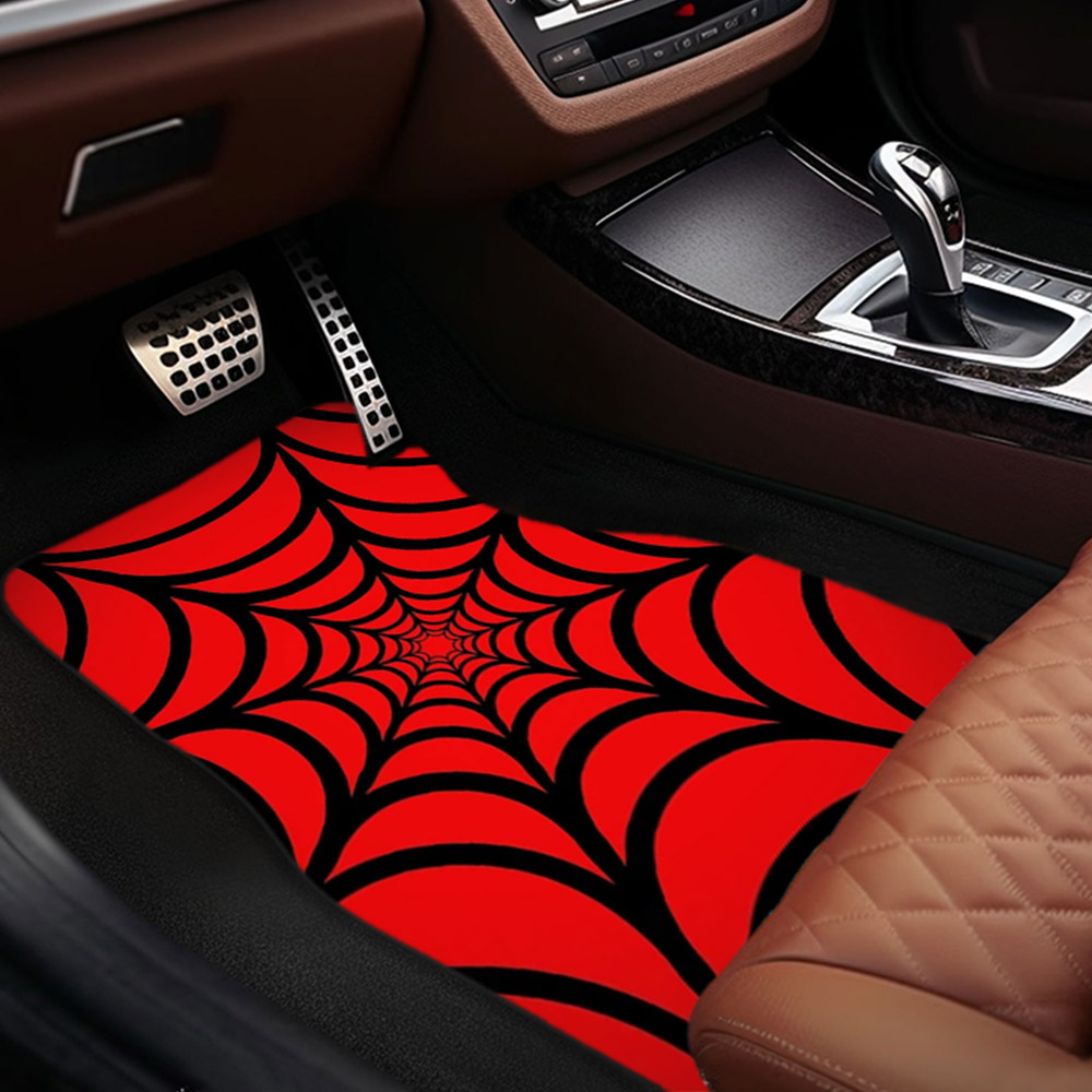 

Red Spider Web Car Carpet Universal Car Front And Rear Seat Mat Non-slip Decorative Anti-fouling Thickening Machine Washable Floor Mat For Interior Accessories Floor Mat