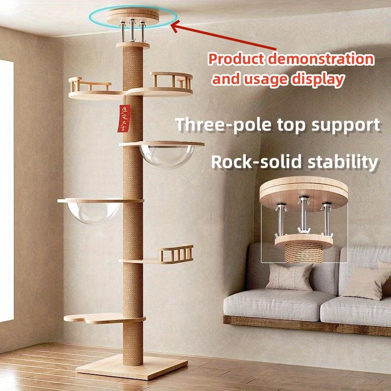 

1pc Cat Climbing Frame Top Reinforcement Accessory, Screw-on Plate With Three-pole Support For Enhanced Stability