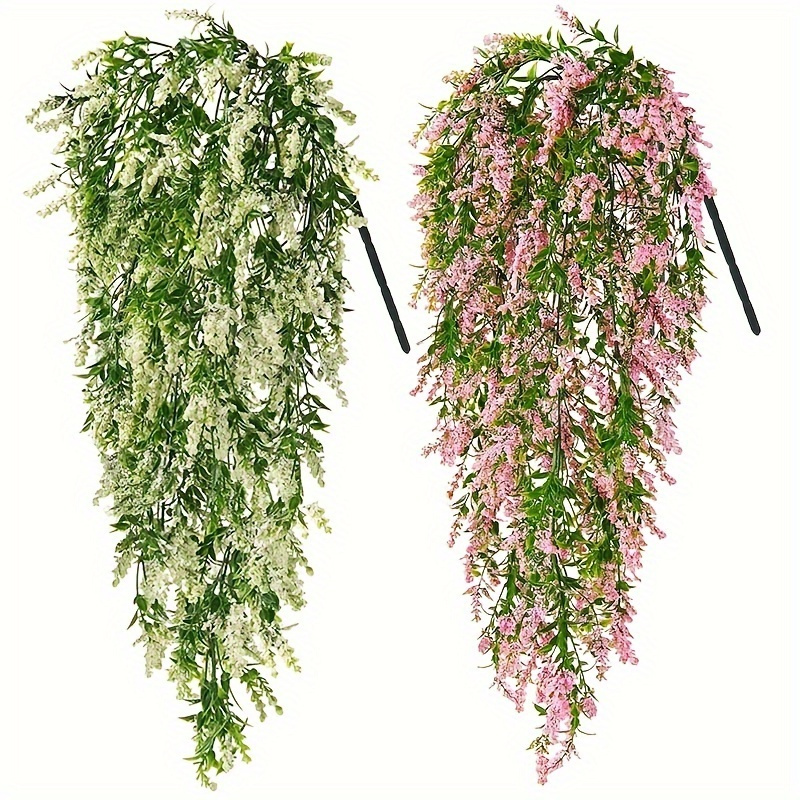 

2pcs Fake Hanging Flower, Artificial Wisteria Flower Hanging Plants Fake Ivy Vine Leaves For Patio Home Bedroom Wedding Indoor Outdoor Wall Decor, Home Decor, Aesthetic Room Decor