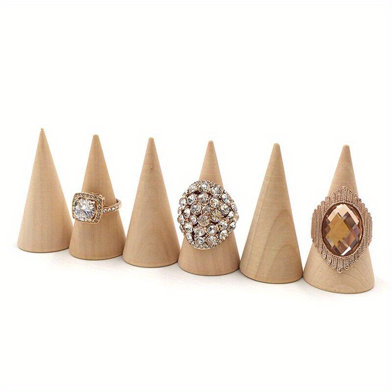 

5pcs/set Ring Organizer, Wooden Cone Creative Ring Holder, Jewelry Display Holder