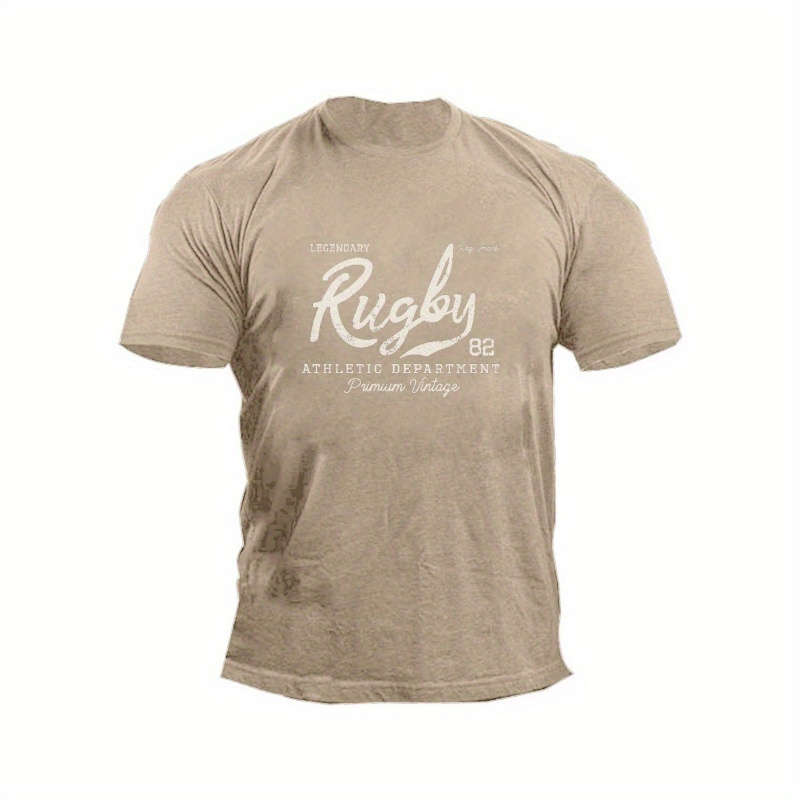 

T-shirt imprimé rugby, hauts pour hommes, t-shirt à manches courtes décontracté pour l'été