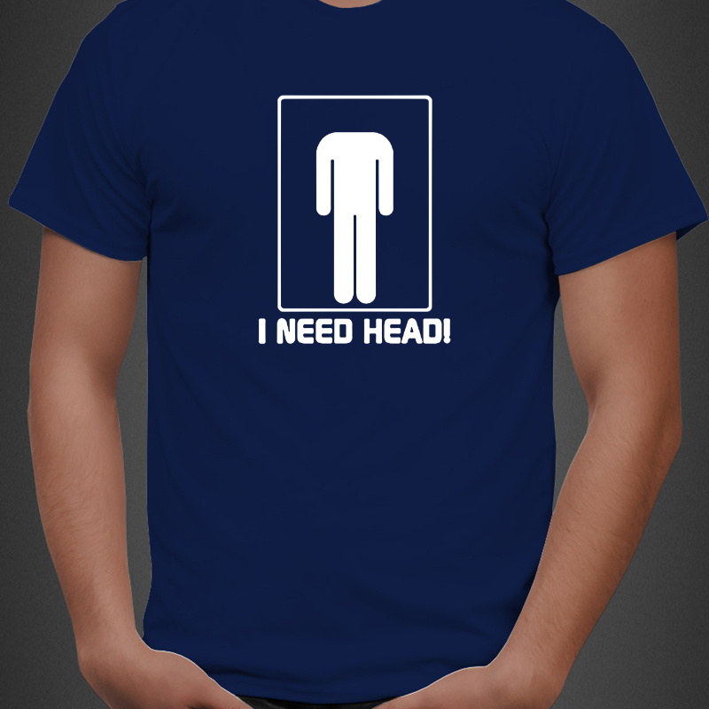 

Plus Size Men's T-shirt, "i Need Head" Graphic Print Tees For Summer, Trendy Casual Short Sleeve Tops For Males
