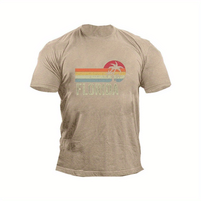 

Florida Print T Shirt, Tees For Men, Casual Short Sleeve T-shirt For Summer