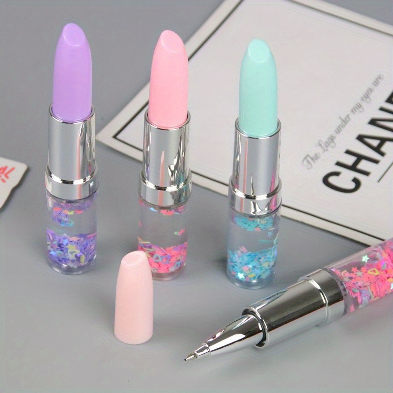 

4pcs Cute Gel Pens, Lipstick Style Gel Pen, Creative Writing Pen, Stationery Supplies