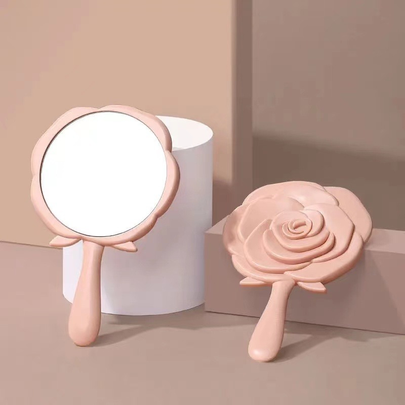 

1pc Hand Mirror With Handle Cute Portable Makeup Mirror Handheld Cosmetic Mirror For Women