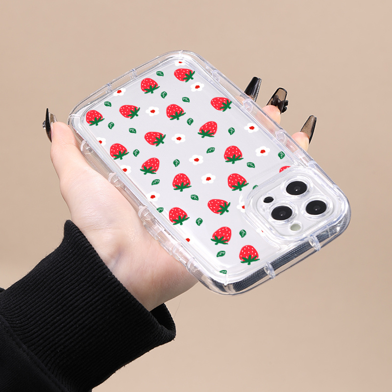

Silicone Shockproof Phone Case With Cartoon Strawberry Pattern Suitable For Iphone 11 12 13 14 15 Pro Max For X Xs Max Xr 7 8 Plus 7p 8p Se 2 Se3 Luxury Clear Graphics Cases Lens Protection Back Cover