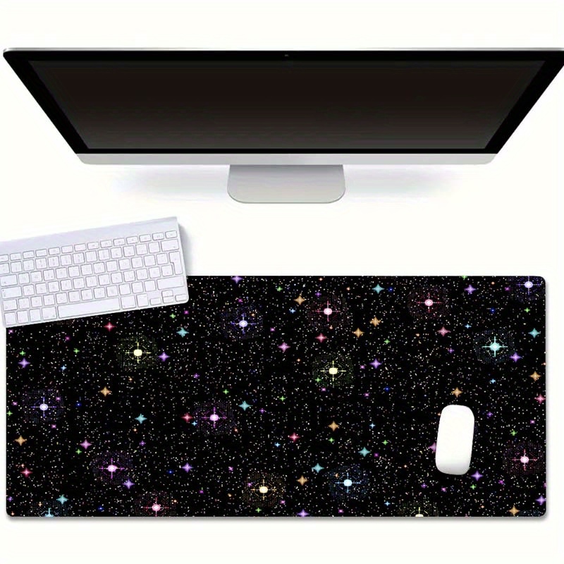 

1pc Mysterious Starry Sky Series Black Large Gaming Mouse Pad E-sports Office Desk Mat Keyboard Pad Natural Rubber Non-slip Computer Mouse Mat 35.4x15.7inch Suitable For Home Office E-sport As Gift