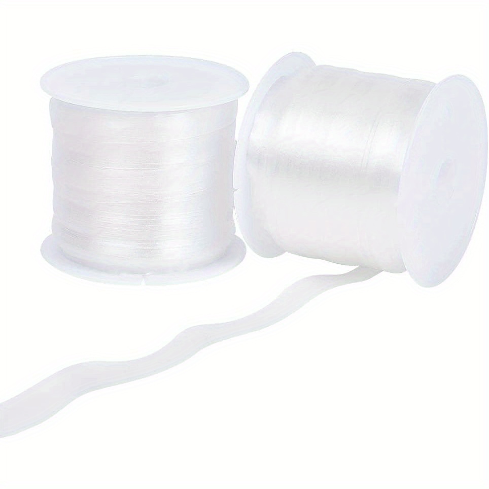 

2 Rolls Clear Elastic Strap, 6mm/10mm Width, 15m Each Roll, Total 30m Length, Stretchable Adjustable Transparent Plastic Cord, For Diy Shoulder Bra Clothes Sewing Projects