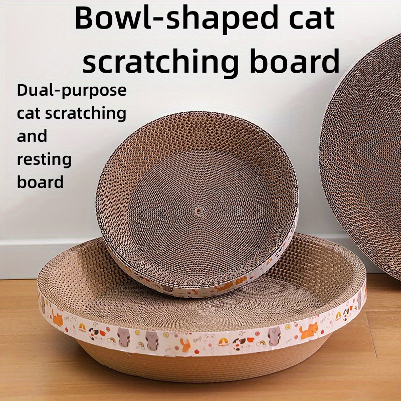 

1pc Bowl-shaped Cat Scratching Board, Wear-resistant 2 In 1 Cat Nest Cat Claw Grinding Scratcher Board, Indoor Cat Toy