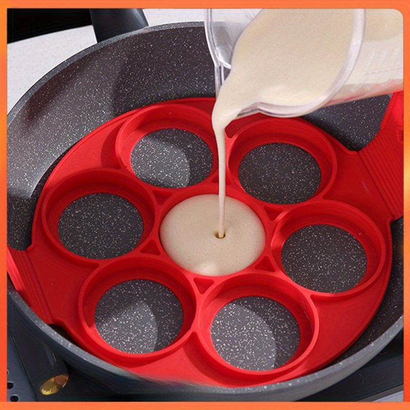 

Silicone Pancake Maker Multiple Shapes 7 Holes Nonstick Baking Mold Ring Fried Egg Molds For Family Cooking Kitchenware Gadgets For Restaurant