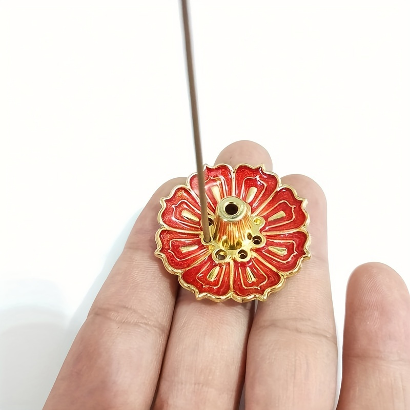 Lotus Incense Holder Vintage Enamel Metal Construction