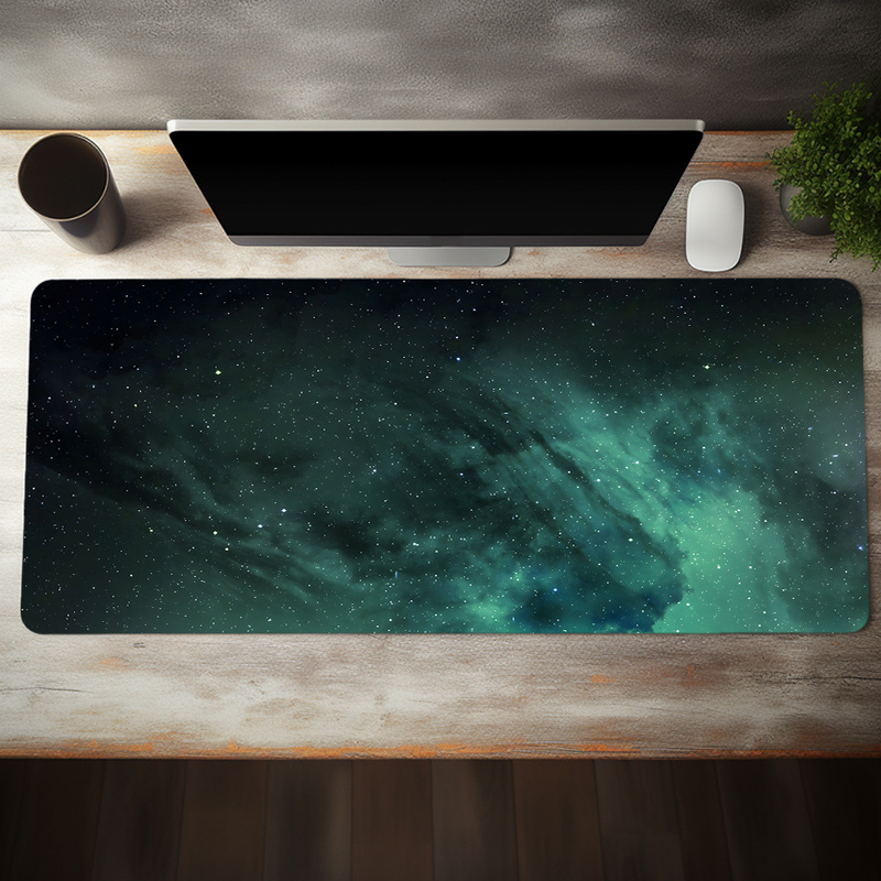 

1pc Luxurious Dark Green Mysterious Nebula Pattern Large Gaming Mouse Pad E-sports Office Desk Mat Keyboard Pad Natural Rubber Non-slip Computer Mouse Mat 35.4x15.7 Inch For Home Office E-sport