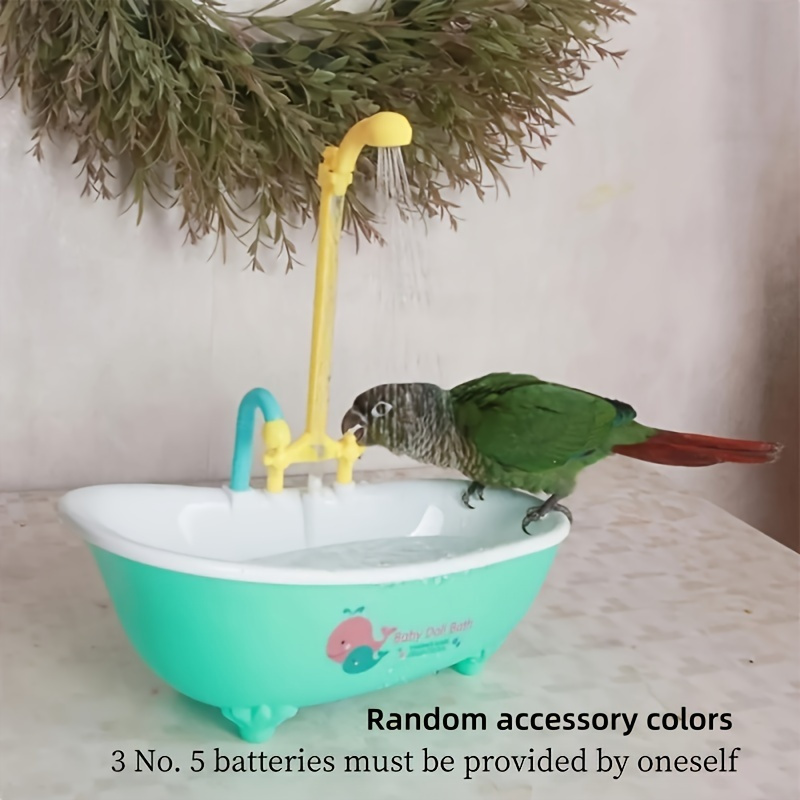 

1pc Pet Bath Tub For Bird Parrot, Automatic Bathtub, Bird Shower Bathing Tub Shower Feeder Bowl With Random Color Accessories For Pet Parrot Supplies