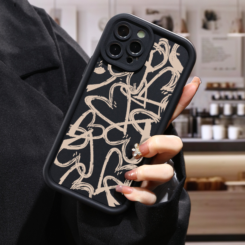 luxury black heart pattern case - Temu Mauritius