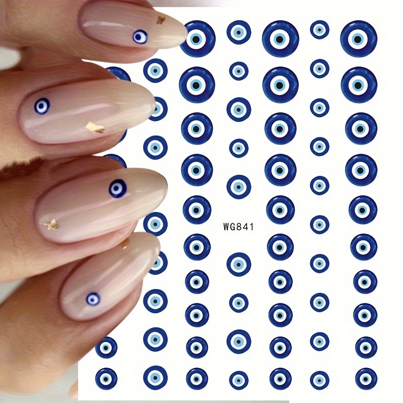 

1 Sheet 3d Evil Eye Design Nail Art Stickers, Self Adhesive Nail Art Decals For Nail Art Decoration,nail Art Supplies For Women And Girls