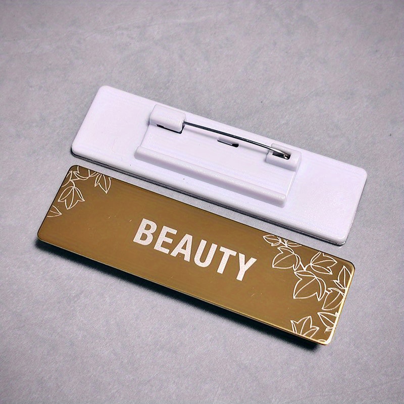 

Custom Products Mirror Golden Stainless Steel Chest Tag Laser Pin Model 7x2cm Employee Name Tag 10 Templates Available