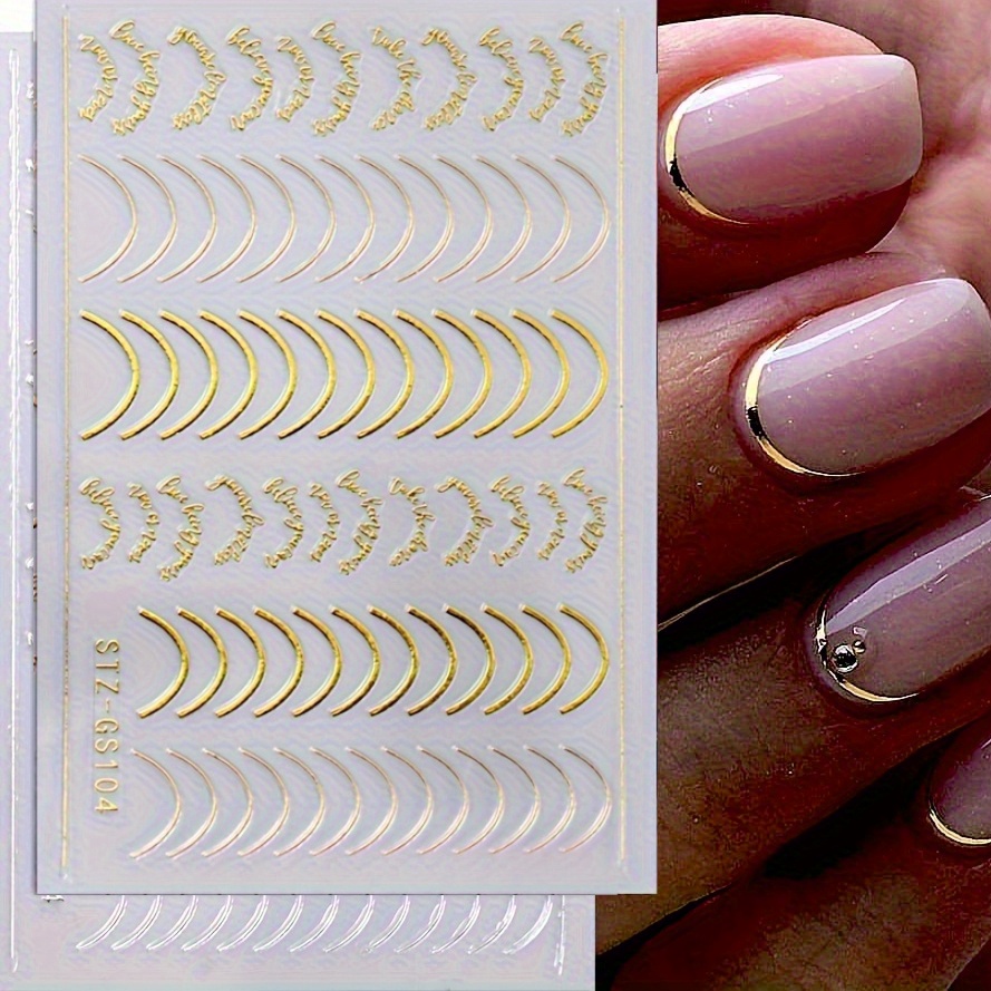 

1pc 3d Swirl Line Design Nail Art Stickers, Self Adhesive French Tip Nail Art Decals For Nail Art Decoration,nail Art Supplies For Women And Girls