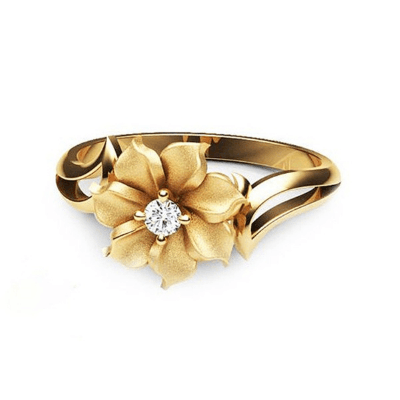 

Gorgeous Delicate 18k Gold Plated Flower Design Women's Ring For Daily Party Banquet Jewelry Gift