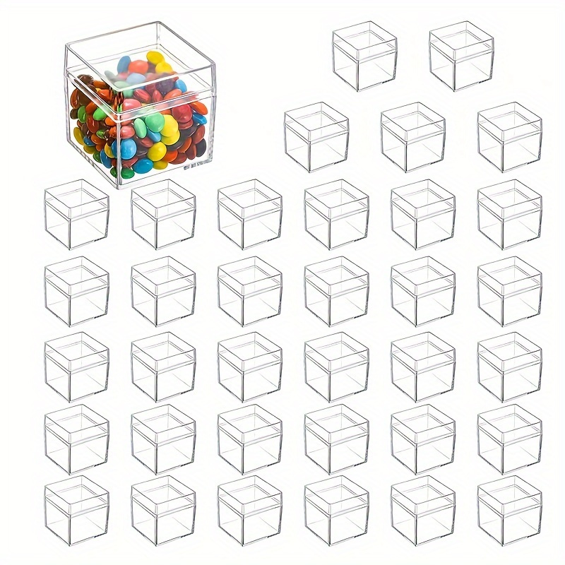 2PCS Small Transparent Plastic Storage Box Clear Square