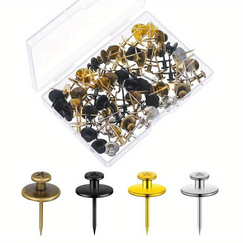 30 PCS Push Pins Picture Hanger Hooks, Double Headed Nails Push Pin  Thumbtacks for Wall Hangings Picture, Decorative Small Hook Pins for  Drywall Cork Board Home Office Photo Decorations Gold, Silver, Black