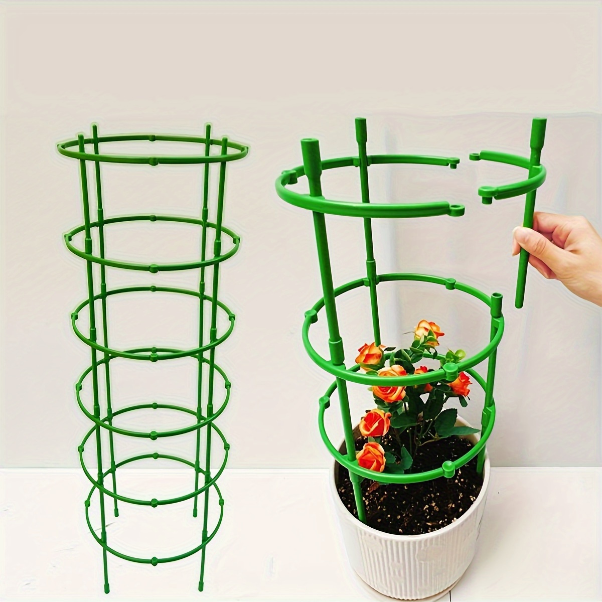 

18pcs, (3 Layers), Flower Pots Stackable Plant Stand, Plant Support Ring, Garden Flower Support Potted Plant Support Stakes