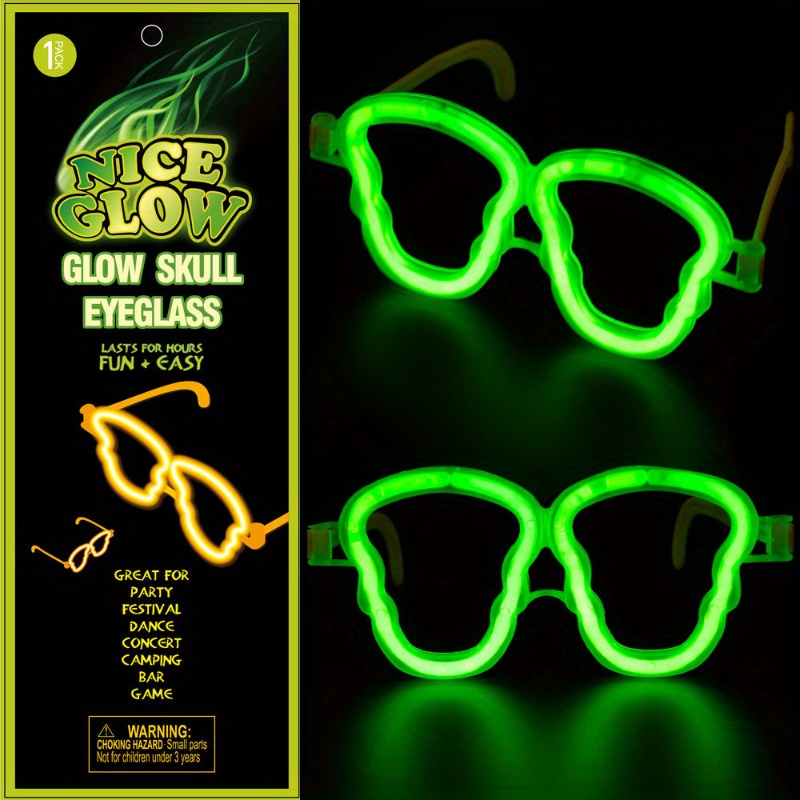 

1pc Men's Fluorescent Skull Glasses, Luminous Party Bar Fluorescent Stick Atmosphere Props, For Halloween Masquerade Evening Party