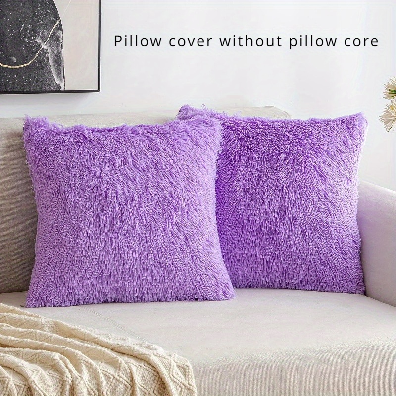 Set Of 2 Faux Fur Throw Pillow Covers For Autumn And Winter, Perfect For Decorating Your Sofa, Bedroom, Or Car, Measuring 18x18 Inches