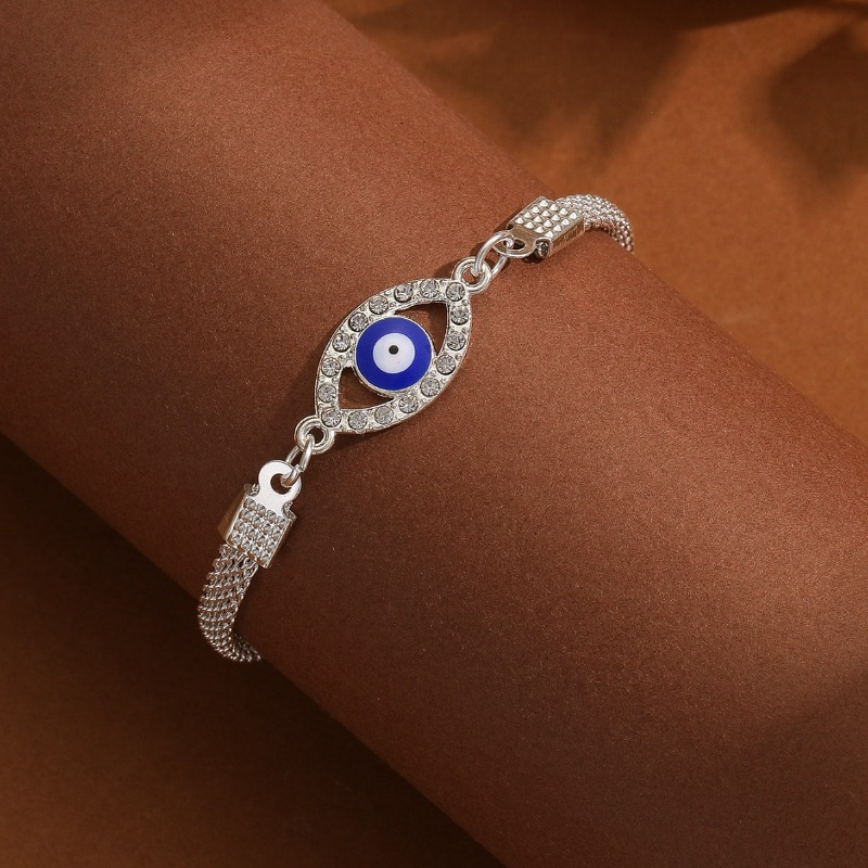 

1pc Fashionable And Unique Trendy Silvery Devil's Eye Rhinestone Bracelet Unisex