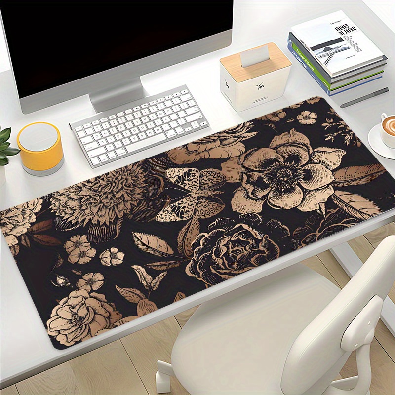 

1pc Vintage Large Butterfly And Flowers Game Mouse Pad Computer Hd Keyboard Pad Desk Mat Natural Rubber Non-slip Office Table Accessories As Gift For Boyfriend/girlfriend Size 35.4x15.7in