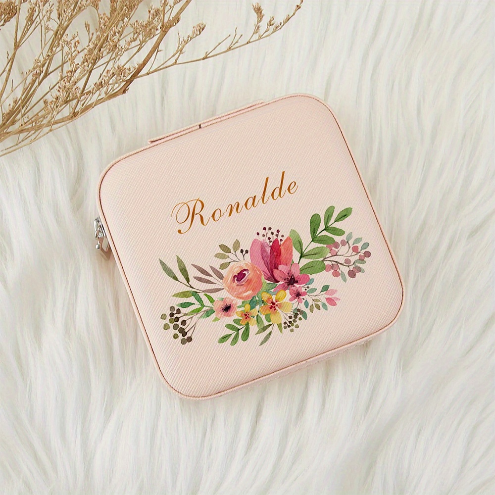 

1pc Personalized Birthday Flower Pattern Jewelry Box, Pu Leather Jewelry Package Box, Birth Flower Jewelry Storage Box, Ideal Choice For Gifts