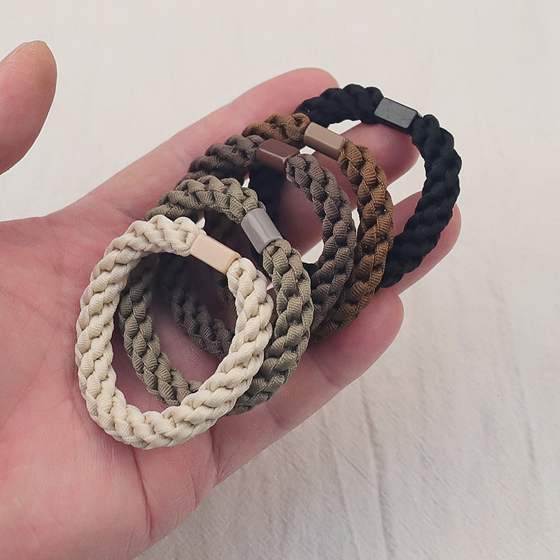 E-shop 5er-Set dicke Scrunchies für Haare im geflochtenen -Stil, hochelastische Haargummis für Damen